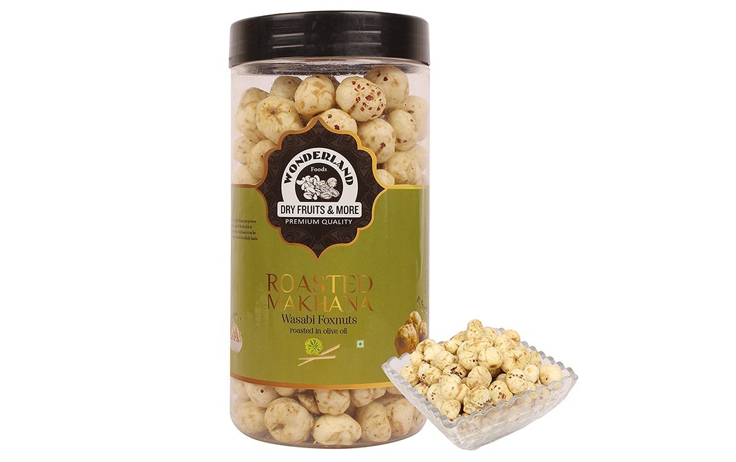 Wonderland Roasted Makhana, Wasabi Foxnuts (Roasted in Olive Oil)   Plastic Jar  100 grams